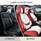 Coverado Seat Covers Full Set, 5 Seats Seat Covers for Cars, Waterproof Nappa Leather Car Seat Covers with Head Pillow, Seat 