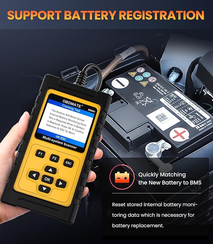 OBD2 Scanner for Jaguar/Land/Rover, OM501 All Systems Diagnostic Tool with 15+ Resets (Oil/ETC/EPB/ABS/SAS/BAT Register...),