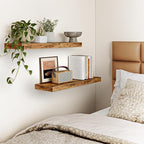 Fixwal Floating Shelves for Wall, 22" Long Wall Mounted Rustic Wood Shelves for Living Room, Bedroom, Bathroom and Kitchen, W