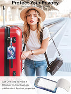 Luggage Tags Built-in Anti-Loss Tracker, Luxury Leather Luggage Tags for Suitcase, Travel Bags, Backpacks, Travel Organizer f