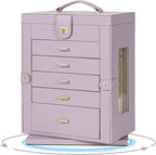 AKOZLIN 360° Rotating Jewelry Box 6-Tier Organizer Functional Jewelry Storage Case for Women Girls Ring Necklace Earring Brac