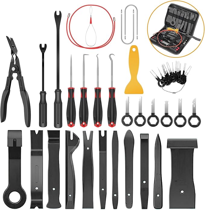 GOOACC 40Pcs Trim Removal Tool,Auto Terminal Removal Key Tool,Auto Clip Pliers Stereo Removal Tools,Car Upholstery Repair Rem