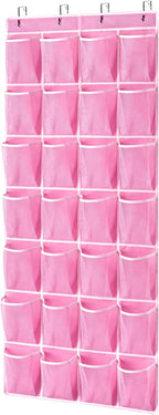 KEEPJOY 28 Pockets Hanging Shoe Organizer, Over the Door Shoe Organizer, Hanging Door Shoe Holder Rack with Mesh Pockets Larg