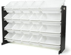 Humble Crew Extra-Large Toy Organizer with 20 Plastic Bins – White/Espresso Storage Rack with 4-Tier Shelves, Anti-Tip Safety