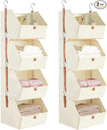 4 Tier Hanging Closet Organizer,Disassemblable Clothes Hanging Shelves,Fabric Closet Organizer System for Space-Saving,Foldab