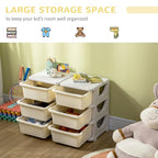Qaba 3 Tier Kids Storage Unit, Toy Organizers and Storage with 6 Drawer Chest for Kids Bedroom Nursery Kindergarten Living Ro