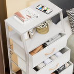 Furnulem White Dresser with 5 Drawers, Vertical Storage Tower Fabric Dresser for Bedroom, Hallway, Entryway, Nursery, Closet 