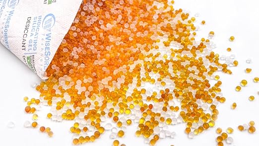 200 Gram [100 Packs] Silica Gel Desiccant Packets with Orange Indicating Beads, Rechargeable Silica Packs, Moisture