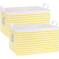 Sea Team 2-Pack Collapsible Canvas Fabric Storage Basket with Handles, Rectangle Waterproof Storage Bin, Box, Cube, Foldable 