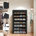 Laiensia 7-Tier Vertical Shoe Rack Organizer, Space Saving Shoe Storage Organizer, Non-Woven Cover Shoe Shelf Holds 28-35Pair