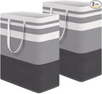 HomeHacks 2-Pack Large Laundry Basket, Waterproof, Freestanding Laundry Hamper, Collapsible Tall Clothes Hamper with Extended