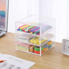 AJIODA Makeup Drawer Organizer Box with 3 Drawers, Acrylic Cosmetic Display Case Vanity Organizer Jewelry Storage Box Stackab