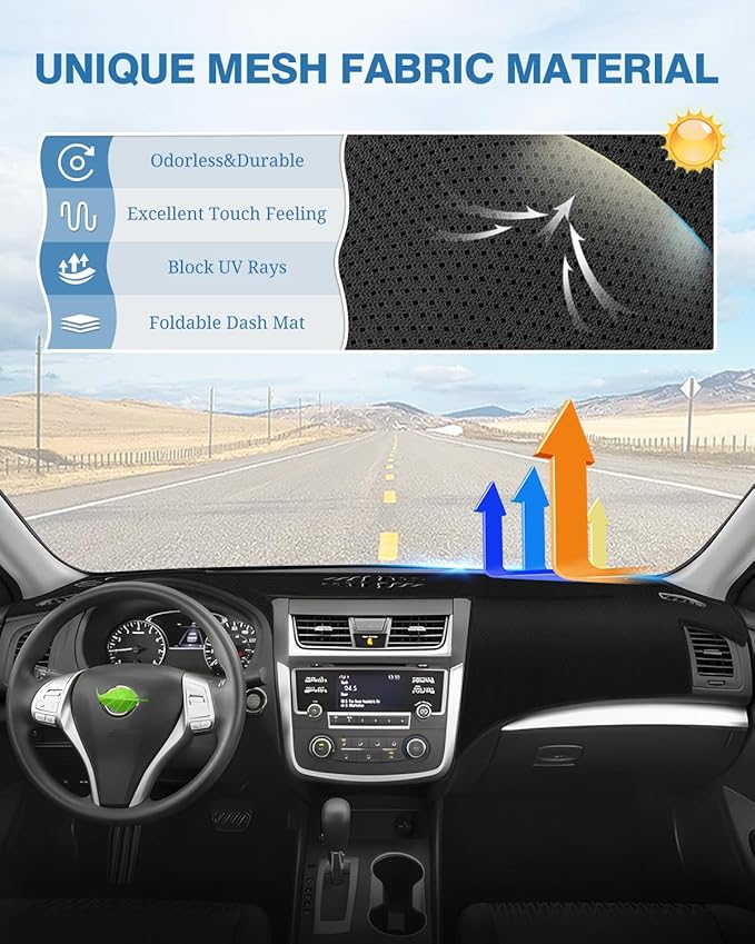 FIILINES Dash Cover for Nissan Altima 2013-2018, Dashboard Cover Altima Accessories Dash Mat Sunshade Nonslip Mesh Protector 