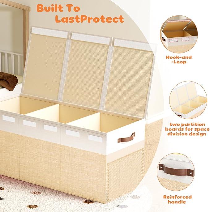 Dayacoco Extra Large Toy Box Chest with Lids, Collapsible Sturdy Kids Toy Storage Organizer Boxes for Boys Girls, Collapsible
