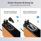 Car Seat Gap Filler Organizer with 69W Retractable Car Charger & Bluetooth Earpiece for Driving Calls, Car Accessories with Trucker Headset, Fits Sedans, SUVs, Pickup Trucks & Crossovers