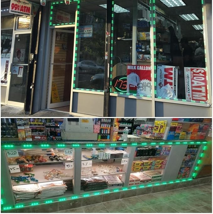 10FT Storefront Window LED Light Kit 5050 RGB Injection LED Module Light with Power Plug and 24 Key Remote Controller