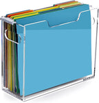 Clear File Box Hanging File Folder Organizer, Letter Size Portable Acrylic File Organizer Box with Handle, Filing Holder for 