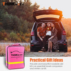 THINKWORK Car Emergency Kit for Teen Girl and Lady's Gifts, Pink Emergency Roadside Assistance kit with Digital Air Compresso