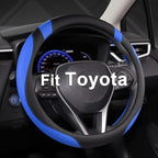 West Llama Customized Auto Car Steering Wheel Cover for Toyota Tacoma,4Runner,Tundra,Sequoia,15.5-16 inch (Black+Blue-Large S