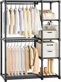 Mavivegue 4-Tier Portable Closet with Shelves & Hanging Rod - Portable Wardrobe Closet for Bedroom, Closet, Dorm - Easy Assem