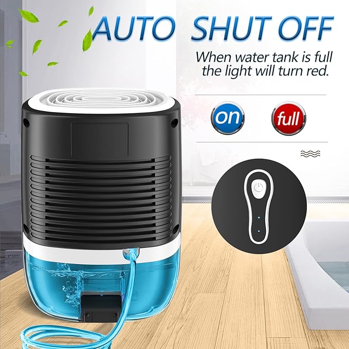 Dehumidifiers for Home 27oz(800ml) Small Auto Shut off Dehumidifiers with Drain Hose,Portable Ultra Quiet Mini Dehumidifier