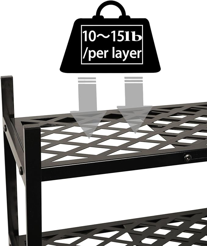 Shoe Rack, 4-Tier Long Shoe Rack, Stackable Shoe Storage Organizer Expandable Shoe Shelf Stand, Holds up to 25-30 Pairs of Sh
