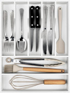 Kitchen Silverware Drawer Organizer and Storage Deep Cookware Utensil Cutlery Rack Office Drawer Organizer Tray Amazon Basics