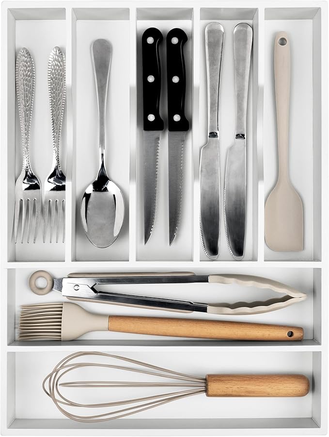 Kitchen Silverware Drawer Organizer and Storage Deep Cookware Utensil Cutlery Rack Office Drawer Organizer Tray Amazon Basics