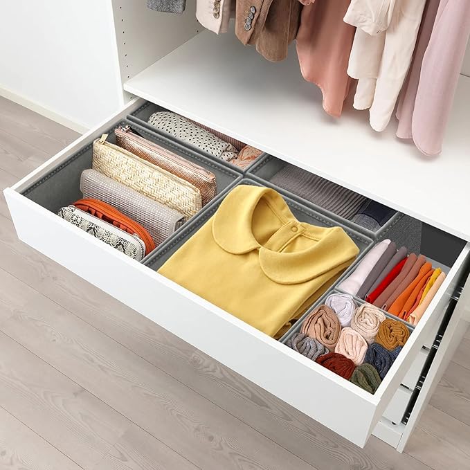 12 Pack Drawer Organizers for Clothing, Foldable Clothes Storage Box Closet Dresser Drawer Organizers Dividers, Bedroom Organ