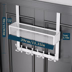 Consumest Over The Door Hooks Organizer - Door Hanger with Mesh Basket & 16 Coat Rack Hooks, Back Storage Organizer for Bedro