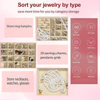 BOOVO Clear Lid Jewelry Box,3 Layers Jewelry Organizer Large Multi-Functional Jewelry Storage Box with 2 Drawers,Jewelry Disp