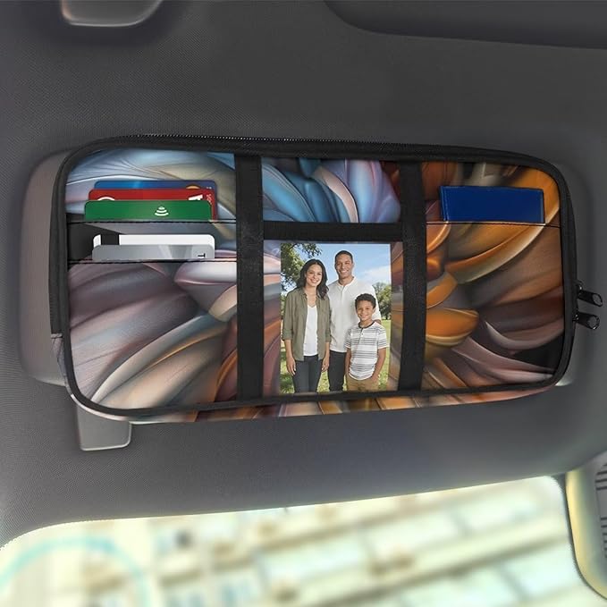 Vintage Floral Car Visor Organizer, Multi-pocket Sunvisor Storage with Document Holder and Visor Card Clip, Fit for Auto Suv & Truck, Trendy Car Accessories Interior for Men Women