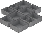 homyfort 12 Pack Dresser Drawer Organizers and Storage Bins for Clothing, Baby Clothes, Bra, Underwear, Socks (Grey)