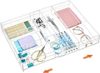 Briwooody Acrylic Drawer Organizer Clear Desk Drawer Organizer Trays with Adjustable Compartments Desk Accessories for Office