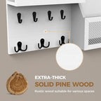 LubanNese Key Holder Wall Mount Pine Wood 16 X 8 Mail Organizer Farmhouse Key Rack for Wall with Hooks and Shelf, Rustic Wood