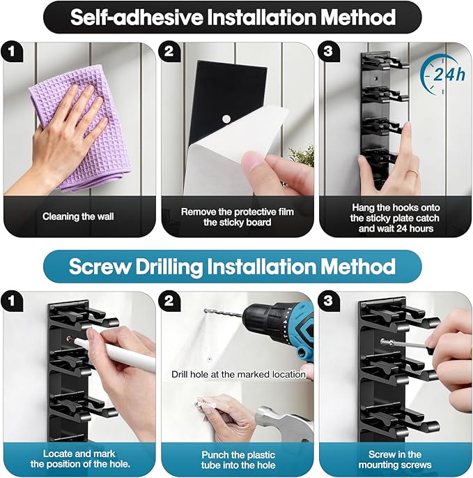 Hat Organizer for Baseball Caps, 2 Pack Hat Rack for Wall Closet Door Hold up to 16 Hats,Hat Holder with Adhesive and 8 Screw