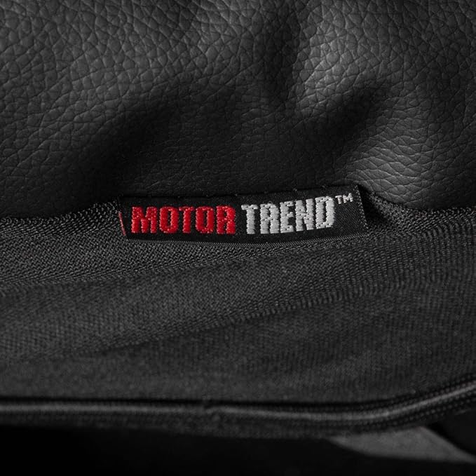 Motor Trend Black Stitched Faux Leather Car Seat Covers – Premium Automotive Bucket Front Seat Covers, Made for Vehicles with