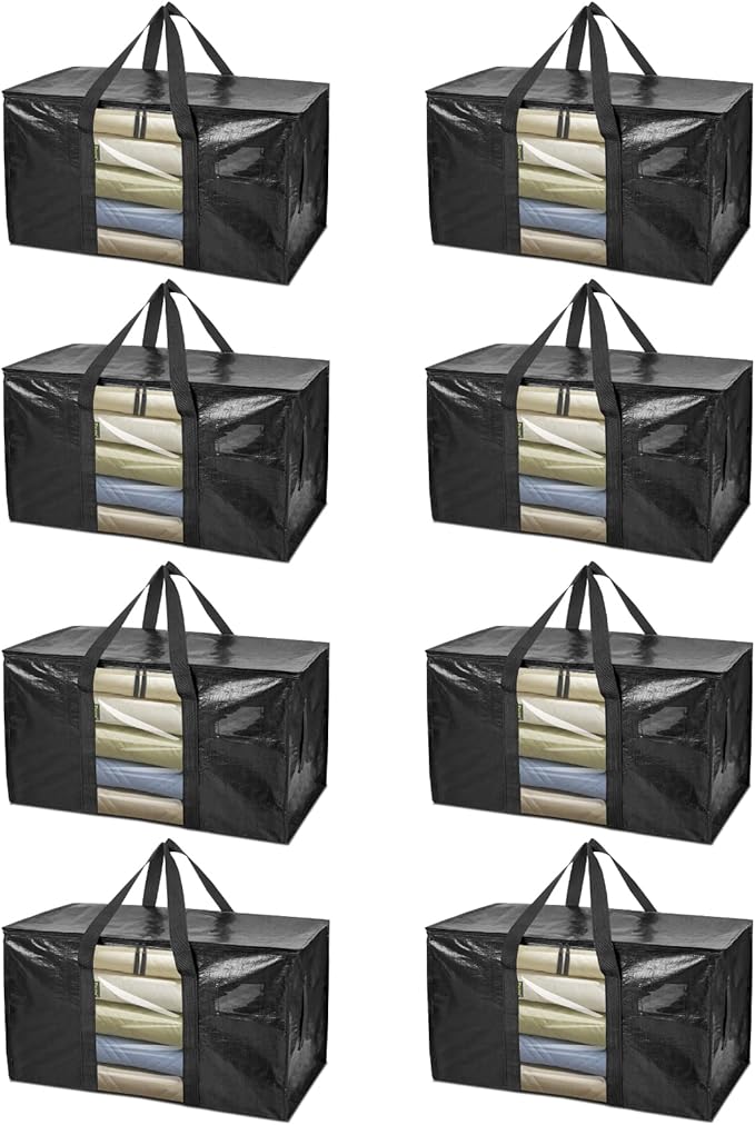 BALEINE 8-Pack Oversized Moving Bags with Reinforced Handles, Heavy-Duty Storage Tote Moving Supplies for Packaging, Camping 