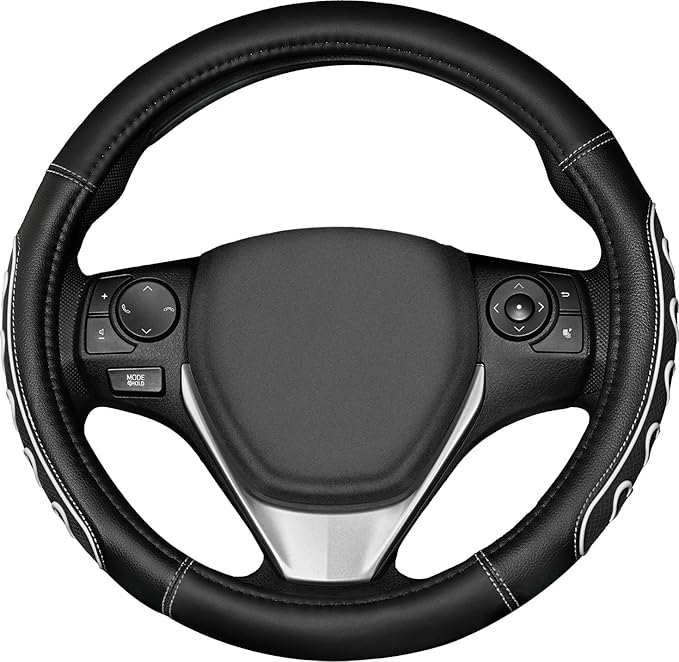 Ventilated Heart-Shaped Steering Wheel Cover with Anti-Slip Leather Grip. Compatible with Ford, Toyota, Honda, Nissan, and Ch