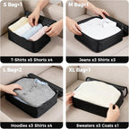 BAGAIL 9 Set Packing Cubes with Packing List Luggage Packing Organizers for Travel Accessories (Black)