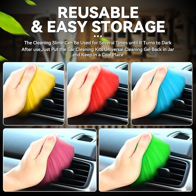 Auto Dynasty Car Cleaning Gel 5 Pack, Car Detailing Kit Cleaner Slime Putty Jelly, Car Interior Air Vent Dust Cleaner for Cam