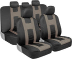 BDK carXS Seat Covers for Cars, Beige Two-Tone Car Seat Covers with Matching Back Seat Cover, Made to Fit Most Auto Truck Van