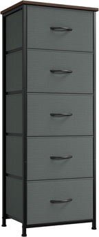 Somdot Tall Dresser for Bedroom with 5 Drawers, Storage Organizer Chest of Drawers with Removable Fabric Bins for Closet Beds