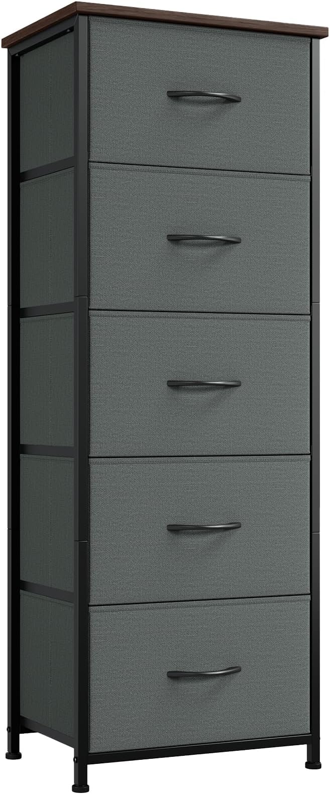 Somdot Tall Dresser for Bedroom with 5 Drawers, Storage Organizer Chest of Drawers with Removable Fabric Bins for Closet Beds