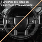 GIANT PANDA Car Steering Wheel Cover for Ford F150 F250 F350 Expedition 15.5-16 inches - Black