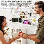 White Pegboard Combination Kit, Wall Organizer Pegboard, Modular Hanging, Peg Boards and Accessories Modular Hanging, Garage 