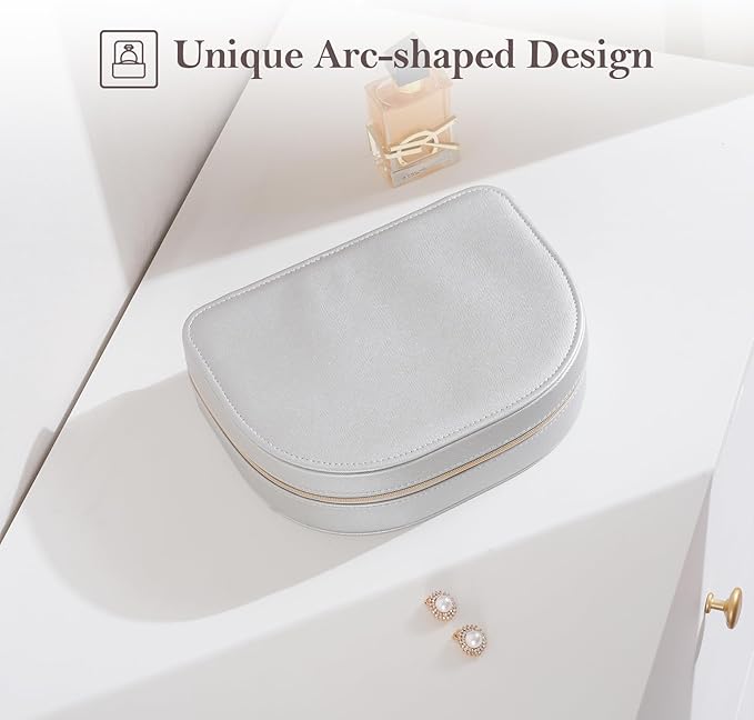 ProCase Travel Size Jewelry Box, Large Portable Seashell-Shaped Jewelry Case, 2 Layer Jewelry Organizer in PU Leather for Wom
