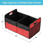 Simple Deluxe Trunk Organizer for Car/SUV/Truck, Collapsible 2 Compartment 50L Automotive Storage Box with 5 Pocket, 600D Waterp