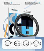 Wigoo Steering Wheel Cover for New Model Y Juniper & Model 3[Ultra-Thin, Breathable Leather] Model 3 (2024~2026)/New Model Y Juniper Accessories, for Men and Women, D Type, 14.5''-15''