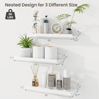 Axeman Picture Ledge Shelf | 16 Inch White Floating Shelves Set of 3 | Rustic Wood Wall Shelves with Lip | 16" White Picture 